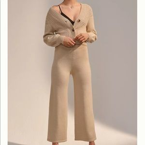 Anthropologie Beige Cardigan and Pants Set